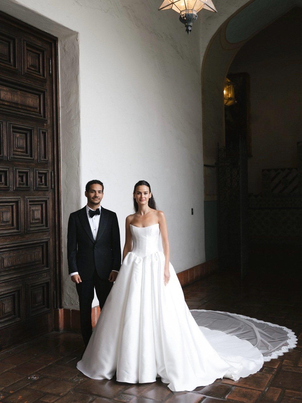 Jenny Yoo Strapless Satin Ball Gown Wedding Dress in White